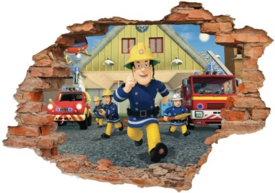 Samolepky na stenu Hasič Sam a ďalší 3D 160x110cm